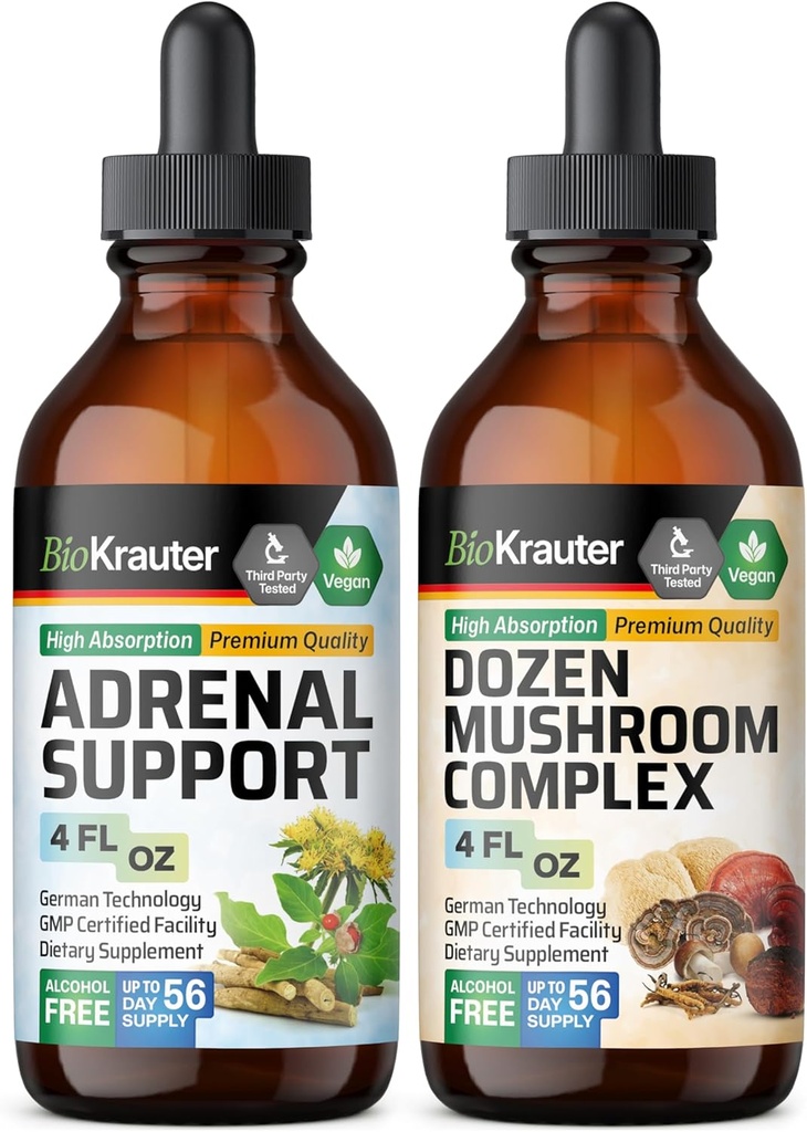BIO KRAUTER Adrenal støtte Tinktur 4 fl. Oz. & Dozen Mushroom Tinktur 4 fl. Oz.
