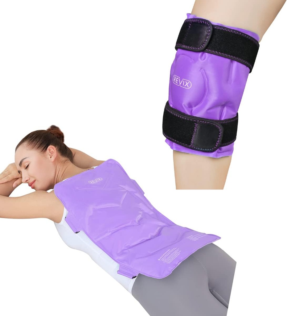 REVIX Knee Ice Pack for skadeskader Reusable og ekstra stor Gel kald pakke for full rygg smerte relief