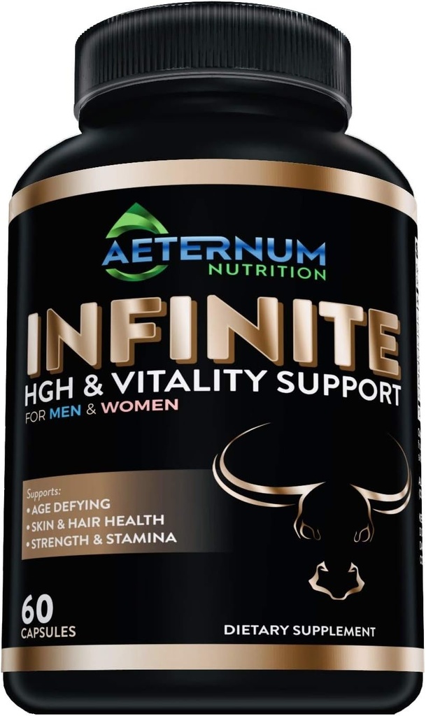 Infinite - HGH - Testosteron - Vitality Supplement-inkluderer Argnine-Glutamin, og mer! støtter styrke, utholdenhet, hud og hår helse, muskelvekst. For menn og kvinner 60 kapsler per flaske.