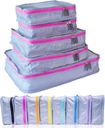 MUMI Packing Cubes - 5-Piece komprimering pakke kuber for reise, Bagasje Arrangører for suitcases, bære-på poser, ryggsekker og duffel poser - Space-Saving Travel Essentials - Pink