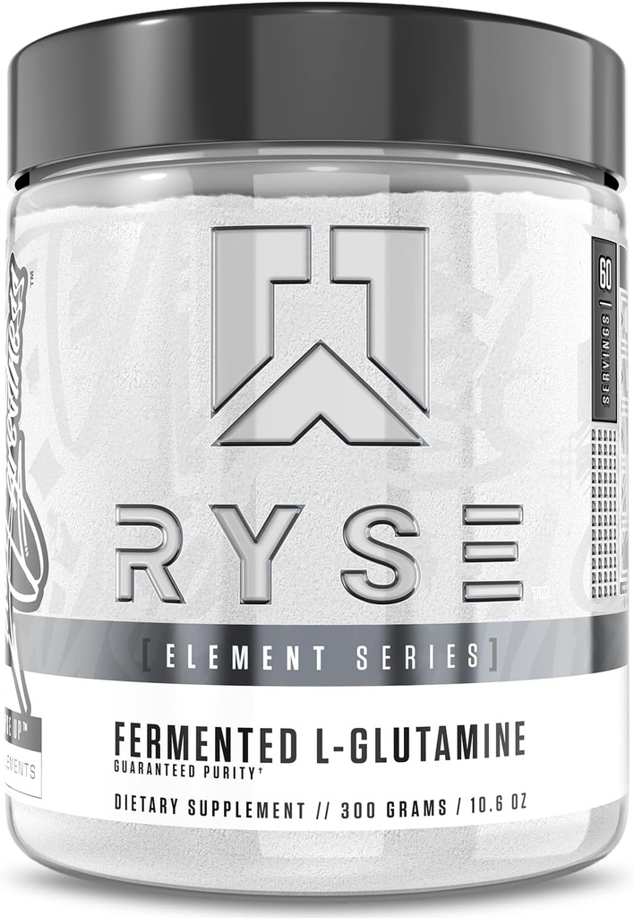 RYSE Element Series Gjæret L-Glutamine Amino-Acid | Muskulær og cellulær gjenoppretting & Hydration | Gut, Intestinal, & Immune Helse | 60 Services