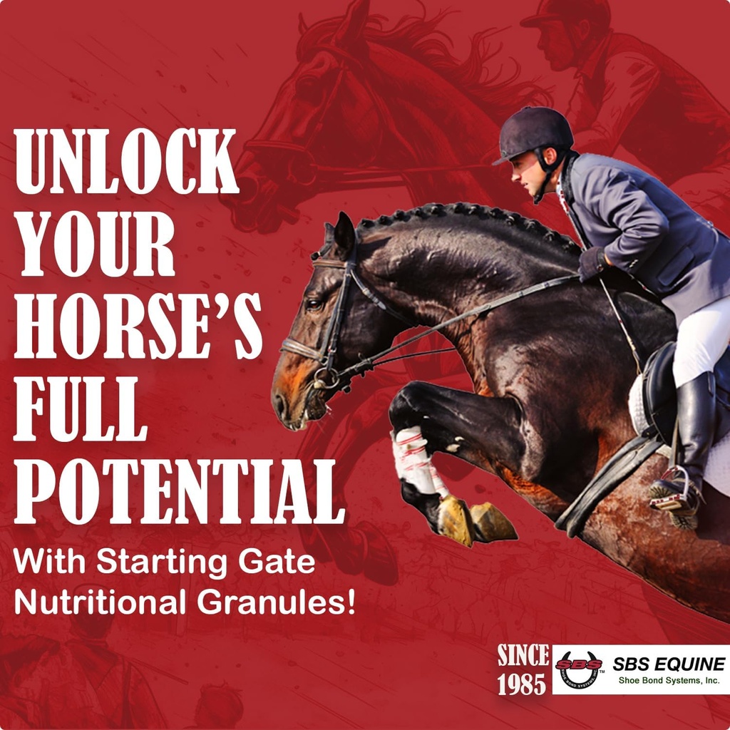 SBS Equine Start Gate Granules - Heste mage Ulcer behandling & Ulcer Relief, Hestetilskudd Formula Scoop for fôr, Perfekt Prep som et Hoof Supplement (5 Gallon)