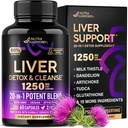 Liver Cleanse Detox & Reparasjon - Melk Thistle | Dandelion | Artichoke | TUDCA | Glutathione & NAC - Effektiv Liver Helse Supplement | 80% Silymarin - Laboratorium testet, Vegan - Laget i USA 60 Kapsler