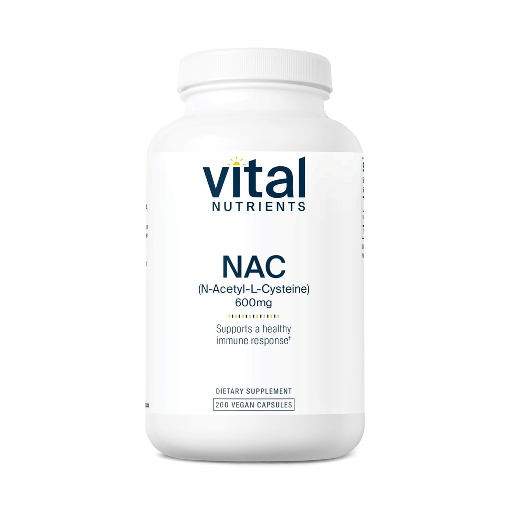 Vitale næringsstoffer NAC 600 mg N-acetyl Cysteine | Vegan NAC Supplement | Antioksidant for Sinus, Liver, Immune og Respiratorisk Helse * | Gluten, Dairy, Soya Gratis | 200 kapsler