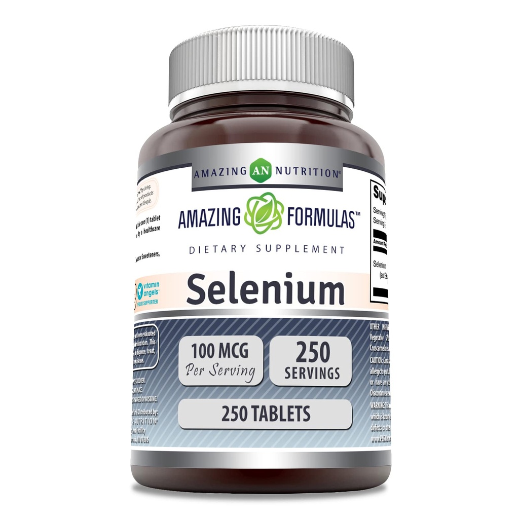 Amazing Formler Selenium Supplement | 100 Mcg Per Serving | 250 tabletter | Ikke-GMO | Glutenfri | laget i USA