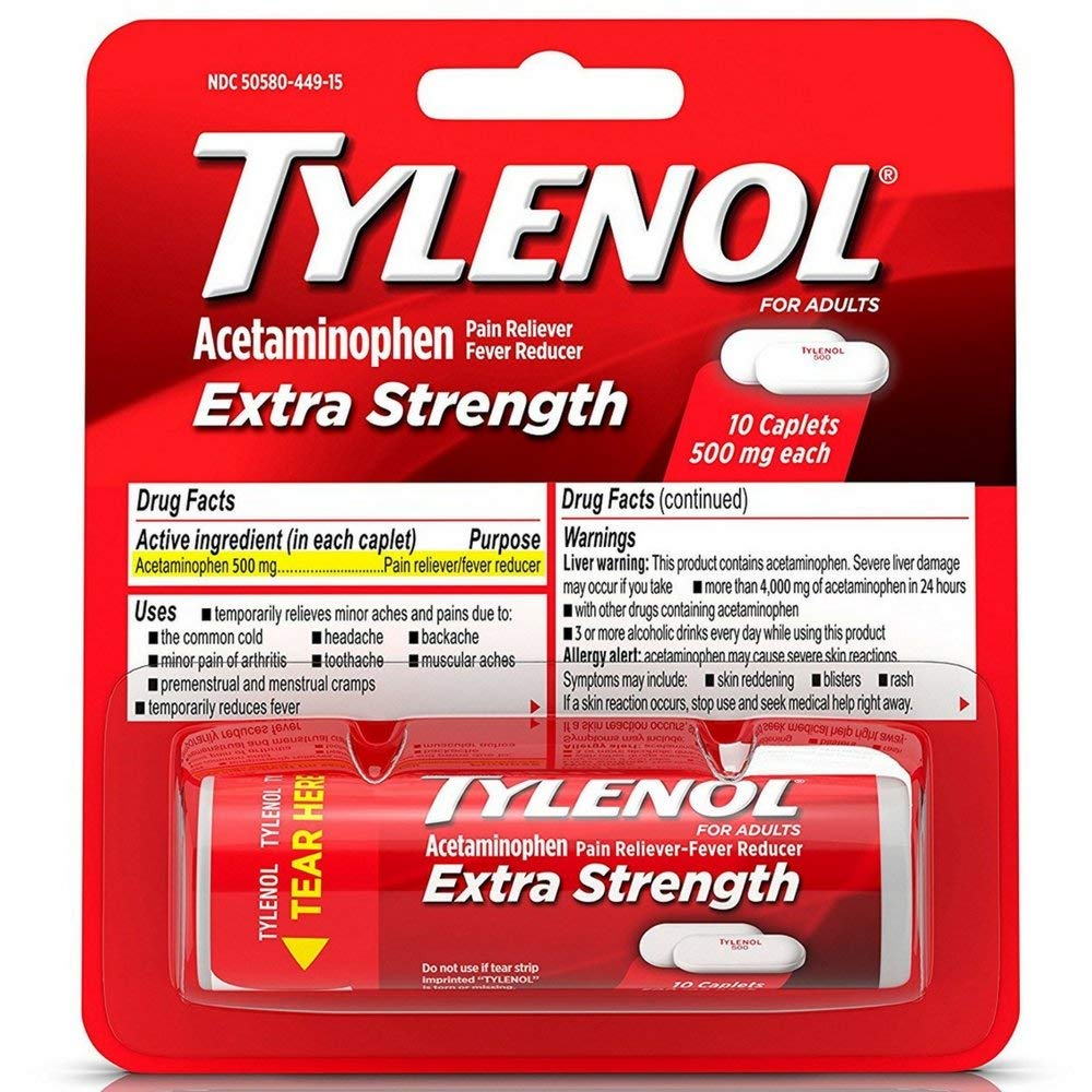 TYLENOL Extra Styrke Caplets 10 ea (pakke med 6)
