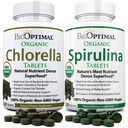 BioOptimal Chlorella Spirulina - Bundle - økologiske Chorella-tabletter og organiske Spirulina-tabletter, 120 teller hver, Premium kvalitet 4 organiske sertifiseringer