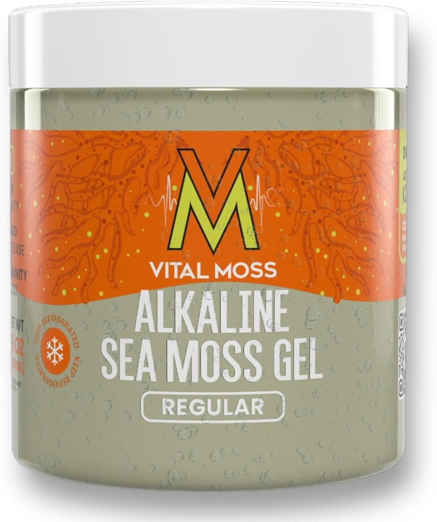 VitalMoss St Lucia Sea Moss Gel Regular, Wildcraft Alkaline Sea Moss med Minerals Vitaminer og Antioksidanter, Thyroid og Immun Support Supplement, Rå, Uslavored og Vegansk Vennlig, 16oz