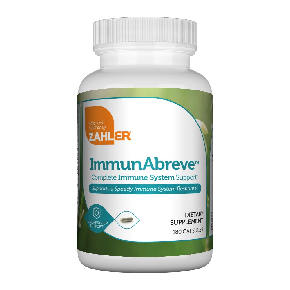 Zahler ImmunAbreve, kraftig immunsystem støtte, inneholder vitamin C Pantotenic Acid Echinacea og mer, sertifisert Kosher (180 kapsler)