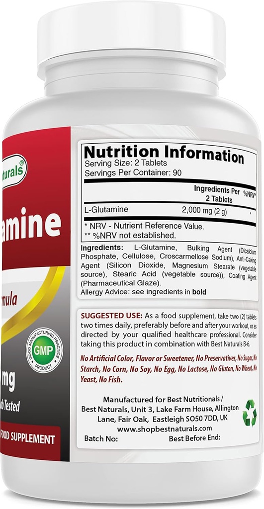 Beste Naturals L-Glutamin 1000 mg & Ashwagandha Extract 500 mg