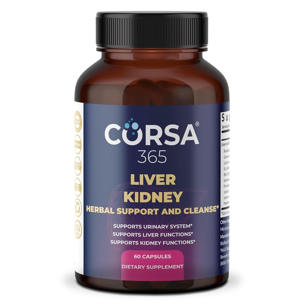 Liver og nyrerense og støtte Herbal Complex - Nyre rengjøring Detox & Repair Liver Kosttilskudd for menn og kvinner - organisk nyregjenoppretting og lever støtte Supplement - 60 Kapsler