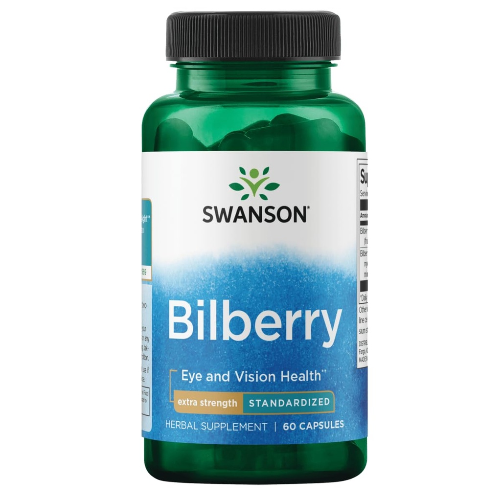 Swanson ekstra sterk bilbær (standardisert) 100 Milligrams 60 kapsler