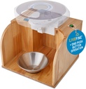 LiveFine Pille Dispenser Tipper (Dispenser er ikke inkludert), En-Touch Operasjon, Automatisk Pille Dispensing, Stilfull Wooden Base, Kompatibel med LiveFine og andre ledende modeller