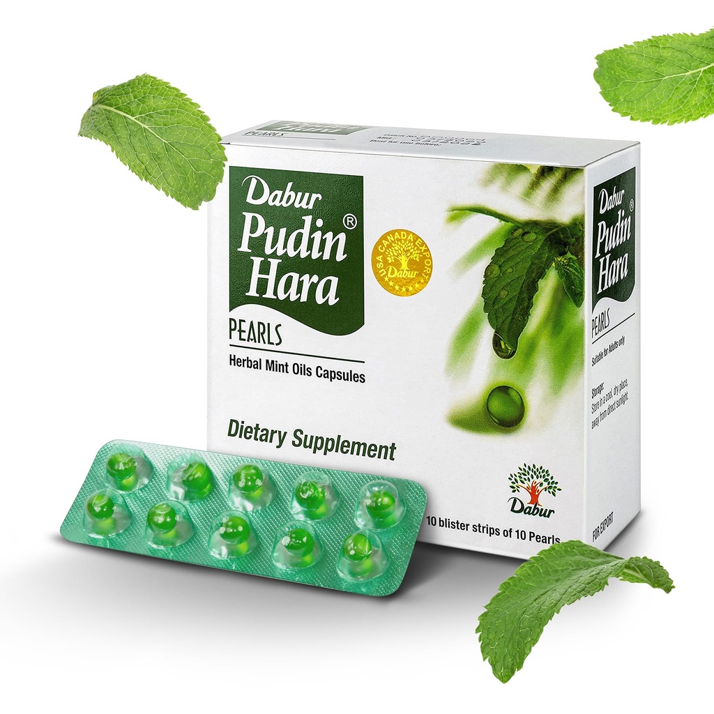Dabur Pudin Hara Perler - Daglig Digestive Care Supplements for menn og kvinner, hjelper Abate Symptomer på blooting, surhet, flatulens og indiesjon for digestiv og gut helse, 100 telling (Pack of 10)