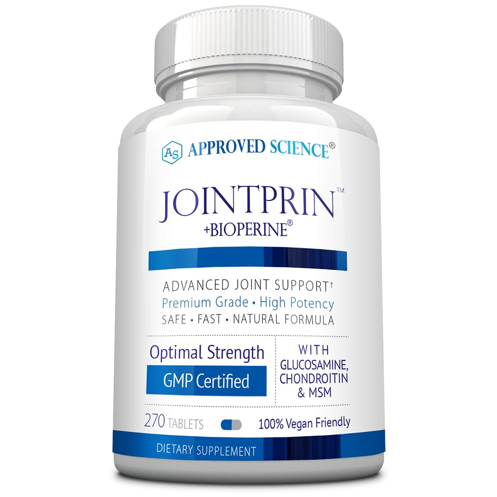 Godkjent vitenskap Jointprin - Joint Support Supplement - Glucosamine, MSM, Chondroitin, Turmeric, Boswellia, BioPerine - 3 måneders forsyning
