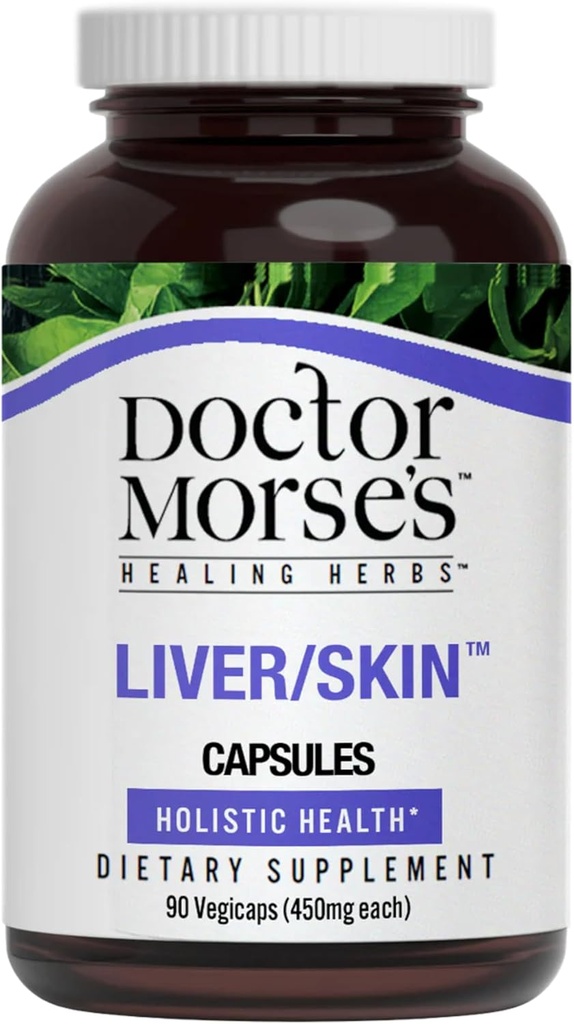 Doctor Morse's Liver/Skin Care Supplement - Naturlig Digestiv System Helse & Eliminering Support - Naturopath Formulert - Melk Thistle Seed, Burdock, Bayberry, Dandelion Root - 90 Kapsler