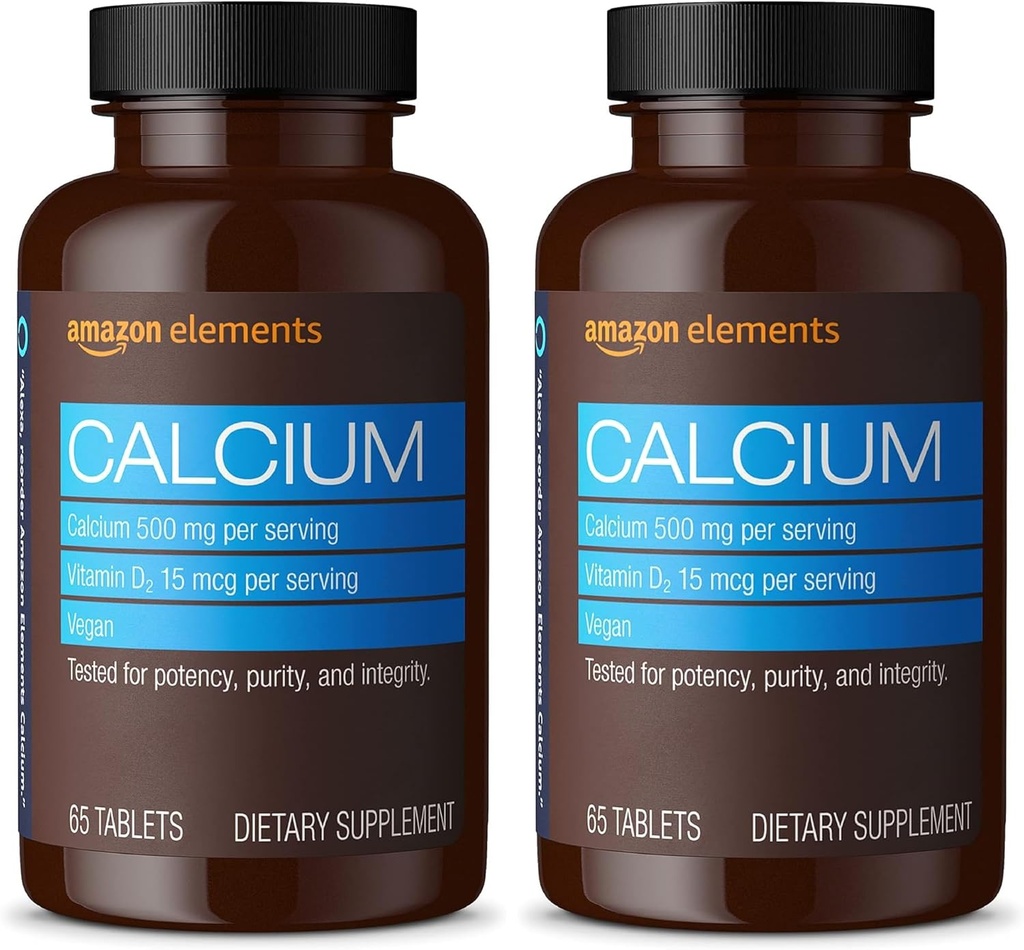 Elementer Kalsium Plus Vitamin D2, 65 tabletter (2 måneders forsyning) (Packing May Vary) (Pack of 2)