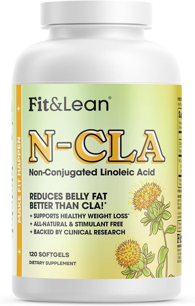 Fit & Lean N-CLA, Vekttap Supplement, Reduserer Belly fett bedre enn CLA, Boost Metabolisme, støtter lean muskel, stimulant gratis, ikke konjugert Linoleic Acid, 120 serveringer (Packing May Vary)