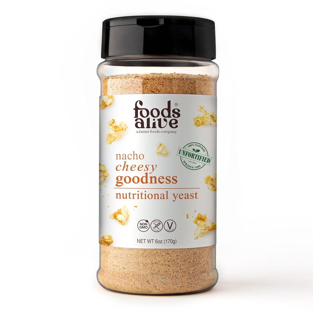 Foods Alive Nacho Cheesy Goodness ernæringsmessig Yeast, 6oz Shaker Jar/Non-festet, Vegansk Cheese pulversesonging
