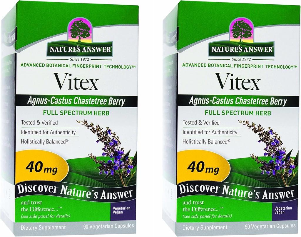 Naturens svar Vitex Chastetree Berry Supplement, 90-Vegetarian Capsules, 2 greve Hormonal Balance | Oppløsningsstøtte