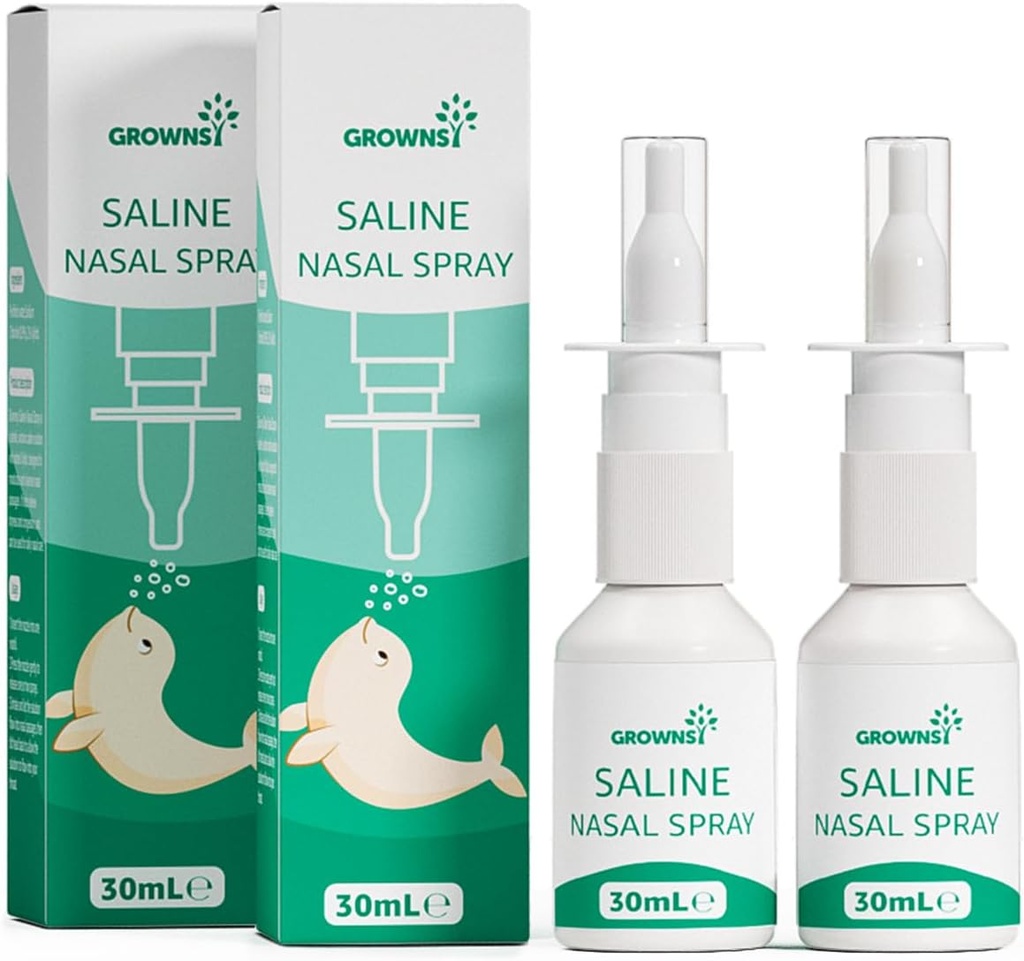 GROWNSY Baby Saline Nasal Spray, 2 PCS Naturlig Nasal Spray med Xylitol, ikke-alkoholisk, øyeblikkelig relief av Nasal Congestion og daglig omsorg