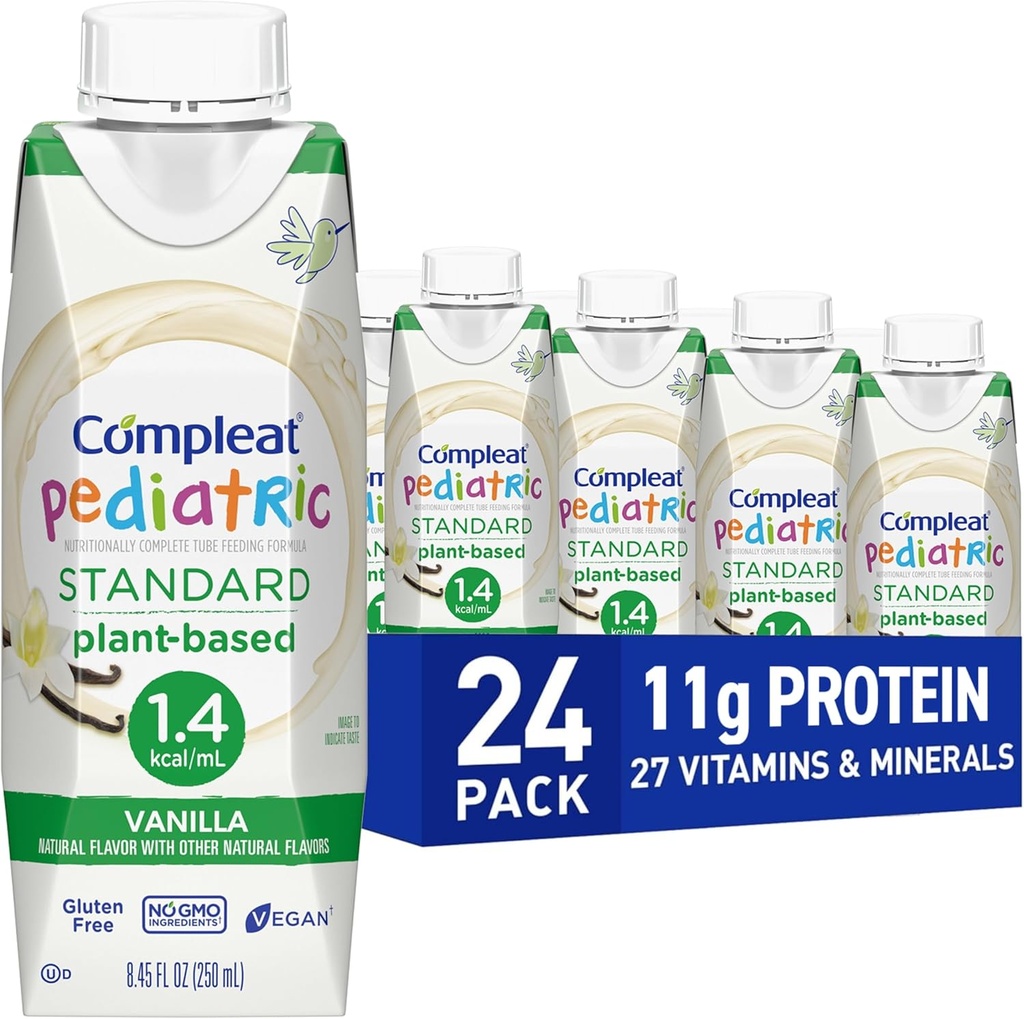 Kompleat Pediatric Standard 1.4ml, Plante Basert ernæringsmessig Complete Shake, Tube Feeding Formula, Vanilla Flavor, 24 Pack
