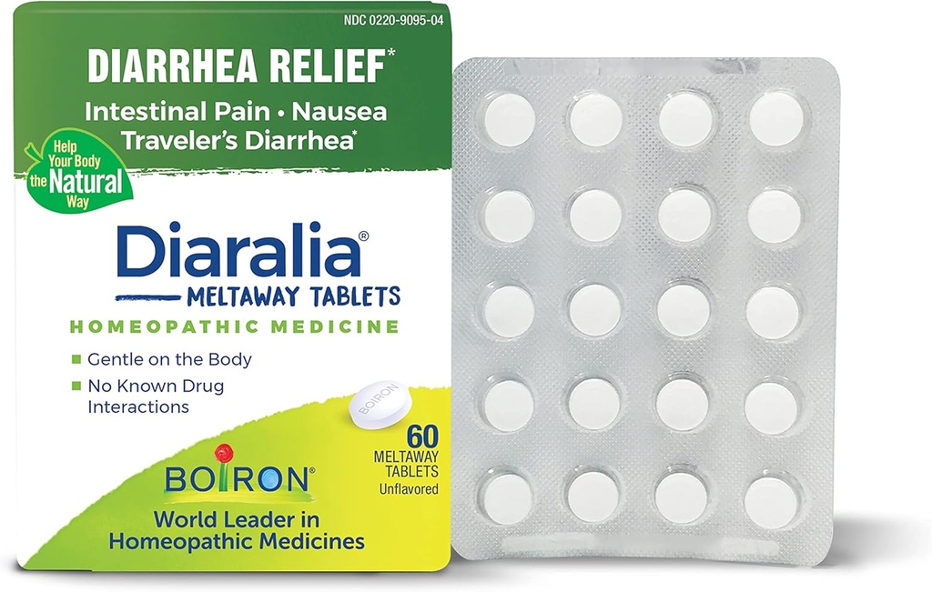Boiron Diaralia Tabletter for diarrea Relief, Gas, Bloating, Intestinal smerte og Travlers diarrea - 60 greve