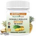 Chewable Iron Carbonyl 65 mg med vitamin C 180 mg (for kvinner/menn) - Tablett i Pineapple Flavor 60 greve (1)