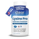 Lysin kald sore behandling for lepper med pre-probiotika og VIT C | 1 måneds forsyning | Supercharged lysinkapsler med Rhamnosus & Acidophilus for kalde sores lindring, hud + gut helse og immunstøtte