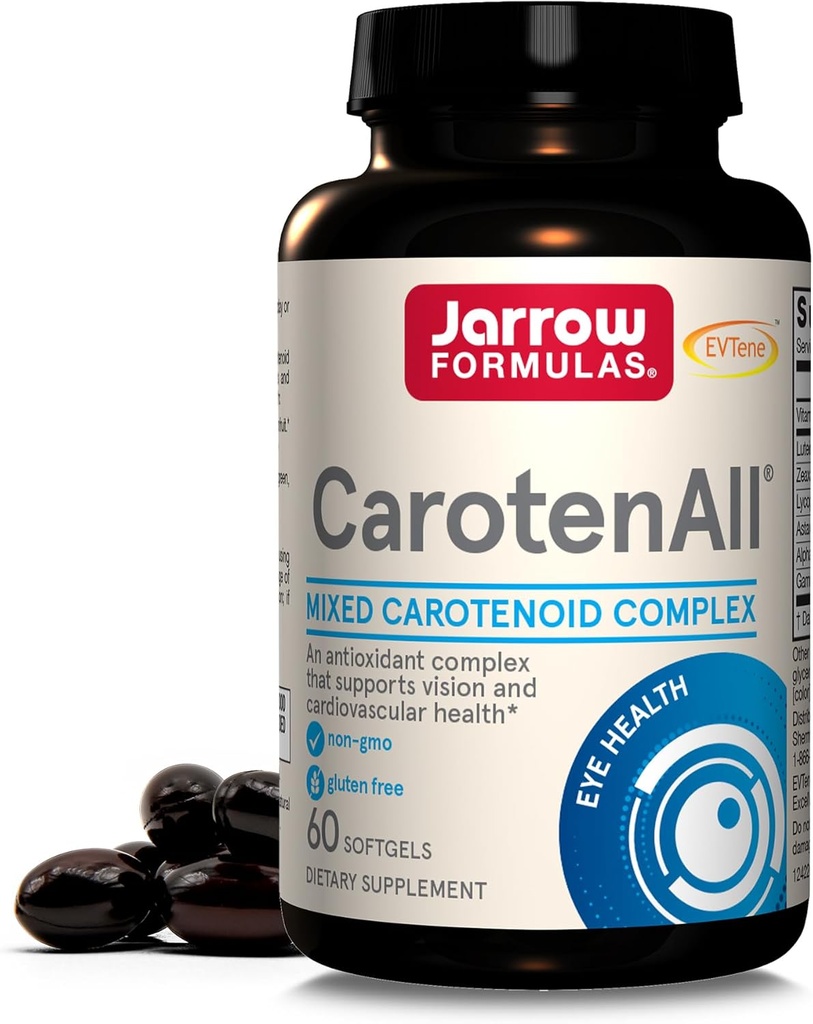 Jarrow Formulas® CarotenAll, kosttilskudd, Antioksidant støtte for visjon og kardiovaskulær helse, 60 Softgels, opptil 60 dagers forsyning