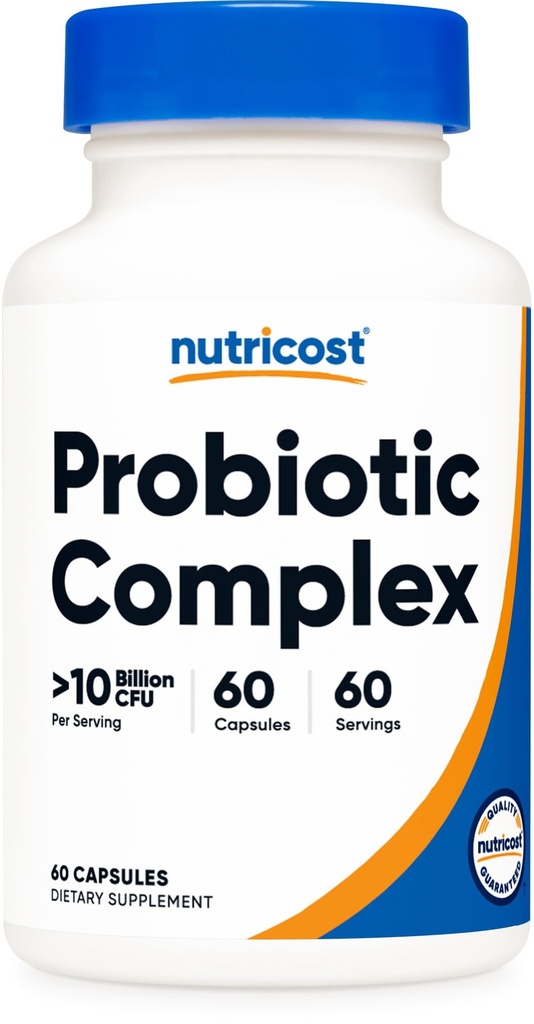 Nutricost Probiotic Complex (10 milliarder CFU) 60 kapsler - Acidophilus Plus 9 andre probiotika, ikke-GMO, Glutenfri Supplement