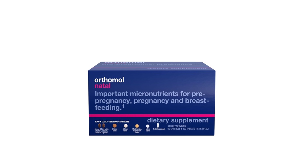 Orthomol Natal, Natal Supplement, støtter helse for graviditet, graviditet og amming, tabletter og Kapsel Supplement, 30 greve (pakke med 1)