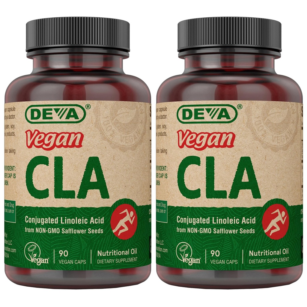 Deva Vegan vitaminer konjugert Linoleic Acid (CLA), fra ikke-GMO Saflower olje, 90 kapsler, 1-Pack