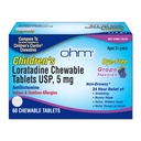 Ohm Barns Loratadin Chewable Tabletter, Dye Free, Grape, Ikke-Drowsy 24h Relief av Sneezing, Runny Nese, Kylkende Vannaktige Øye, Throat eller Nese, Antihistaminer, Innendørs og Utendørs Allergier, 5 mg, 60 tabletter