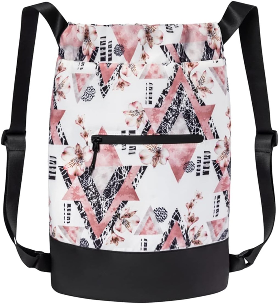 GOMOYO Flex Cinch Tegnestreng Gym Veske for kvinner Moderne Blomster Grafisk Designs | Varig lettvekts Gym Cinch Ryggsekk | 18" x 14" x 7" | Pink