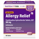 HealthCareAisle Allergy Relief - Fexofenadin Hydroklorid tabletter USP, 180 mg, 90 tabletter, Allergi medisinering, Ikke-Drowsy 24-timers relief