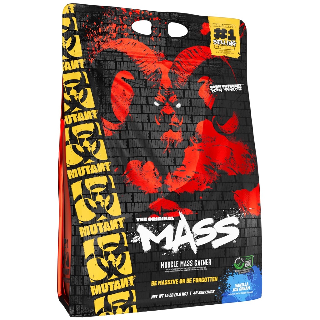 Mutant Mass | Vekt Mass Gainer Protein pulver - høy kalori protein pulver for muskulær masse - Vanilla Iskrem - 15 pund