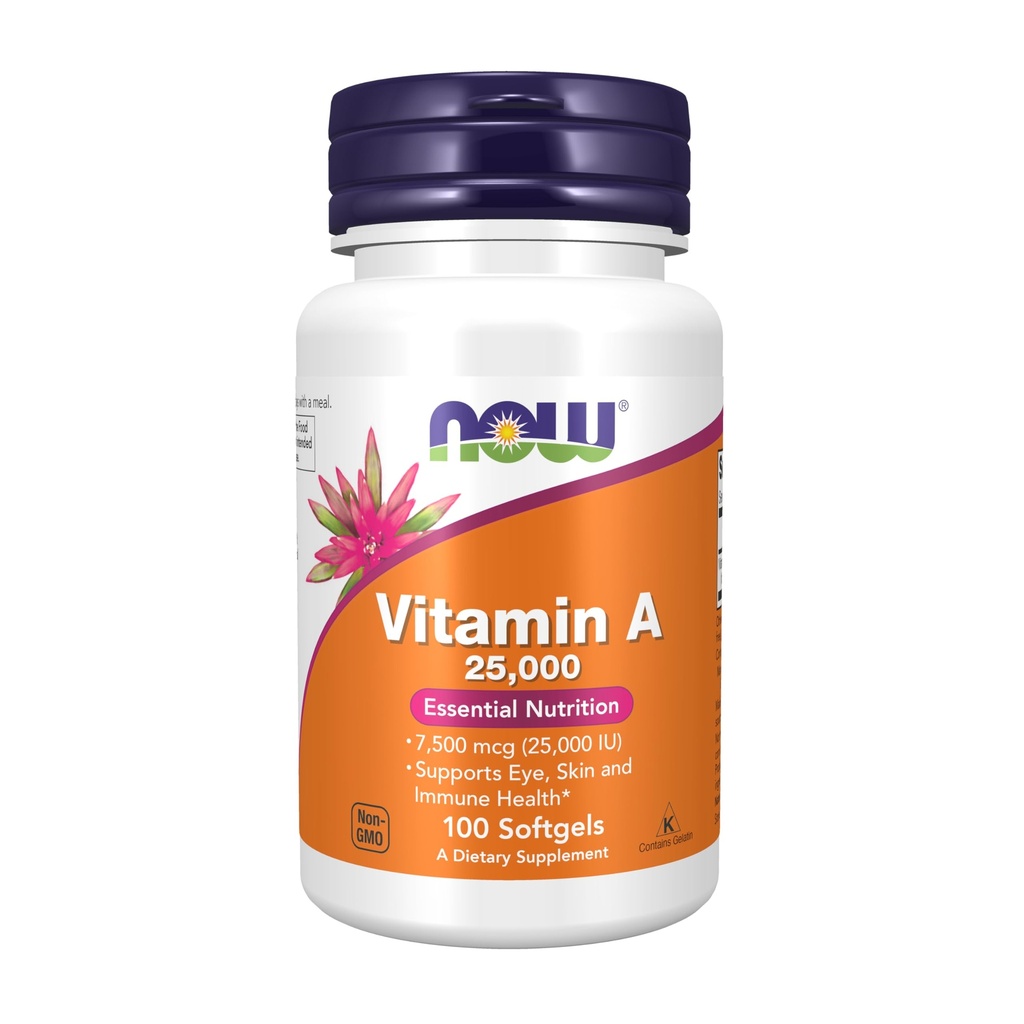 NU Kosttilskudd, vitamin A (fish leverolje) 25 000 IE, essensiell ernæring, 100 Softgels