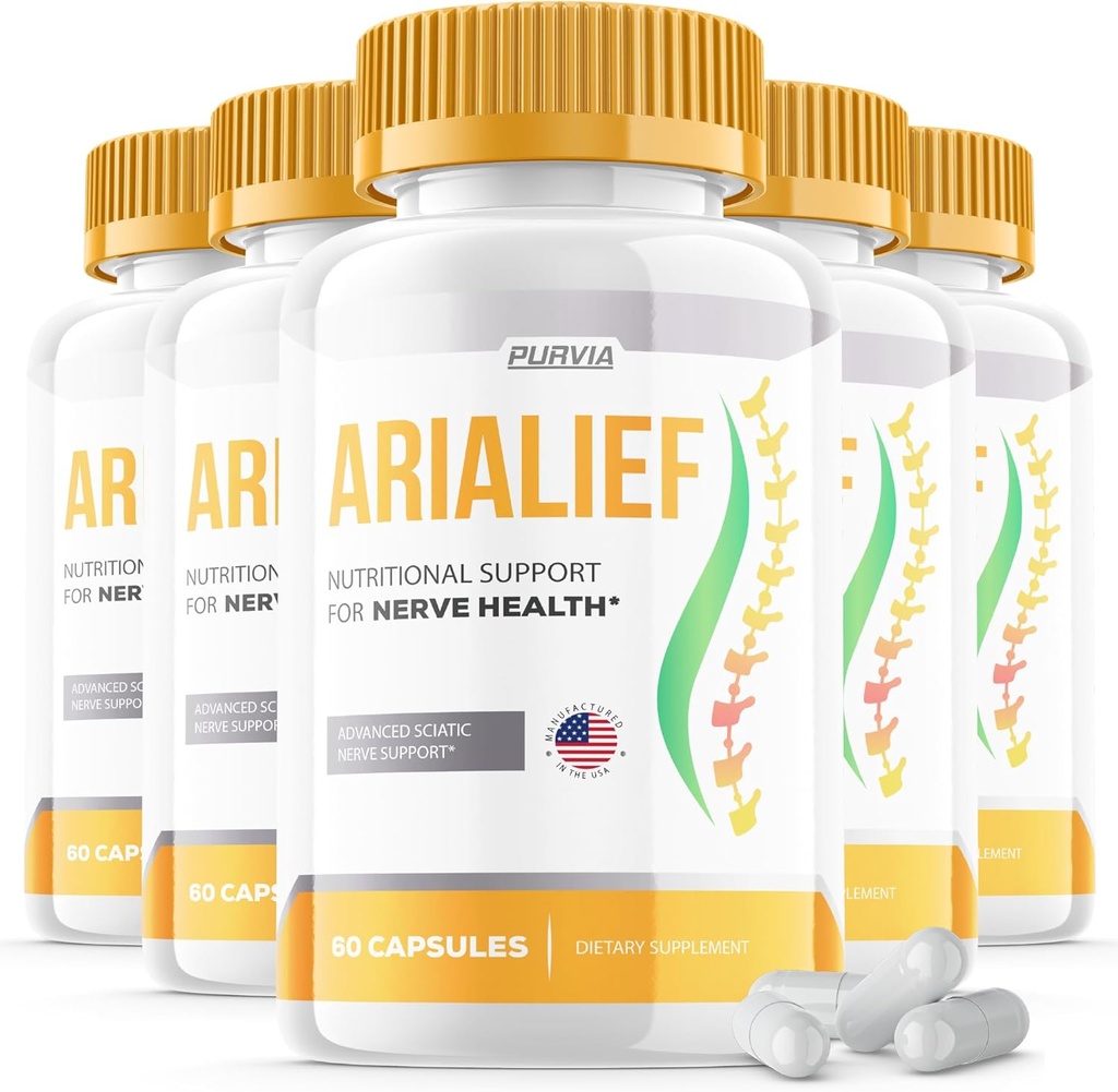 (5 Pakke) Arialief Kapsler Sciatica - Offisiell formel - Arialief Vitamin Supplement Avansert styrke Formula, Arialief Kapsler Ernæringsstøtte Maksimum styrke samlet velvære (300 Kapsler)