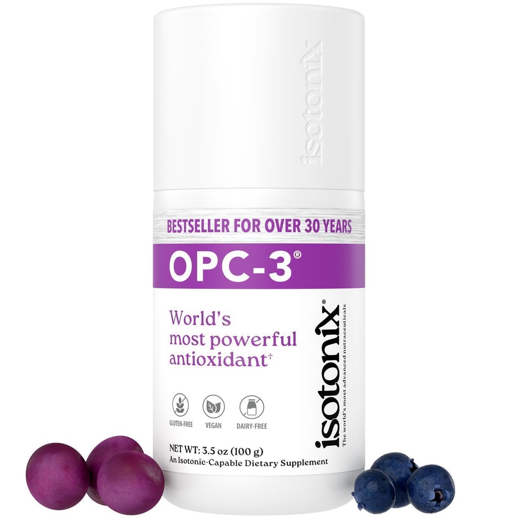 OPC-3 Isotonix - Antioksidant Supplement - Pycnogenol, Grape Seed Extracts, Bilbær, Rødvin og Pine Bark Extracts - For hjerte og sirkulatorisk støtte - Isotonisk, Vegan, Glutenfri - 30 Services