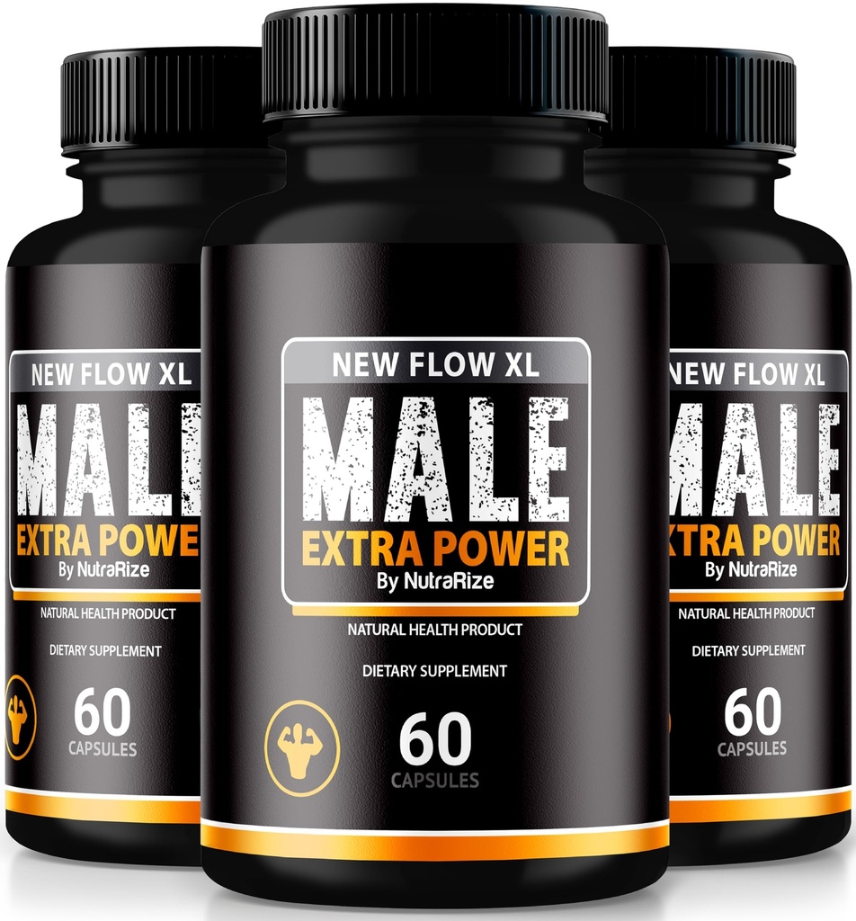 (3 Pack) New Flow XL Capsules for menn, NewFlow XL Male piller, alle naturlige formula for muskelmasse og maksimal ytelse, offisielle NewFlowXL omtaler (180 kapsler)