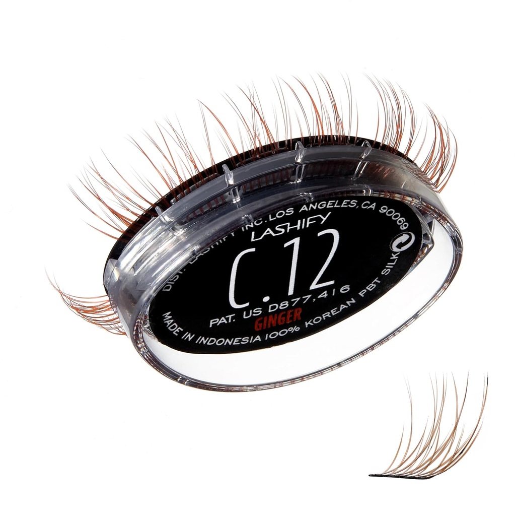 Lashify Curl 12mm Gossamer Eyelash utvidelser Påfyll, Ginger Farge, DIY Falske Laser for et naturlig utseende