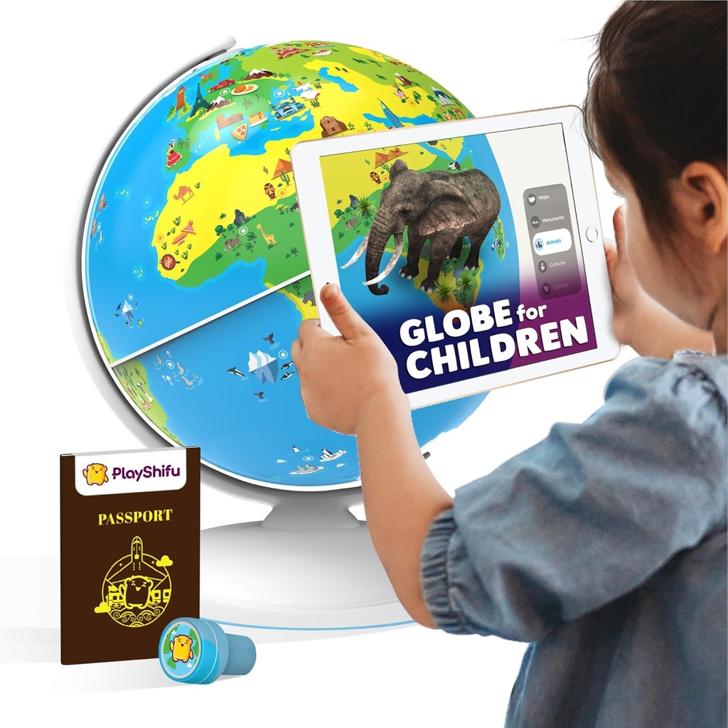 PlayShifu Globe for barn – Orboot Earth: Interactive Kids Globe med 1000+ Fakta om dyr, steder og monumenter  Tech Tech-drevet Learning Toy & STEM-gave for barn i alderen 4-10