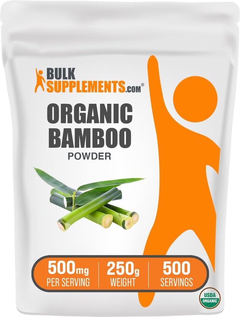 BulkSupplements.com Økologisk Bamboo pulver - Silica Supplements, Bamboo Supplement - Glutenfri, 500 mg per servering, 250g (8,8 oz) (Pack of 1)