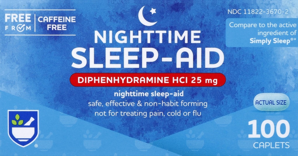 Rite Aid Natt søvnhjelp Diphenhydramine HCI 25 mg, 100 mini kapler | Ikke-habitt forming søvn Supplement | Beste søvnhjelp for insomnia | Insomnia Relief og Angst Relief elementer Naturlig søvnhjelp