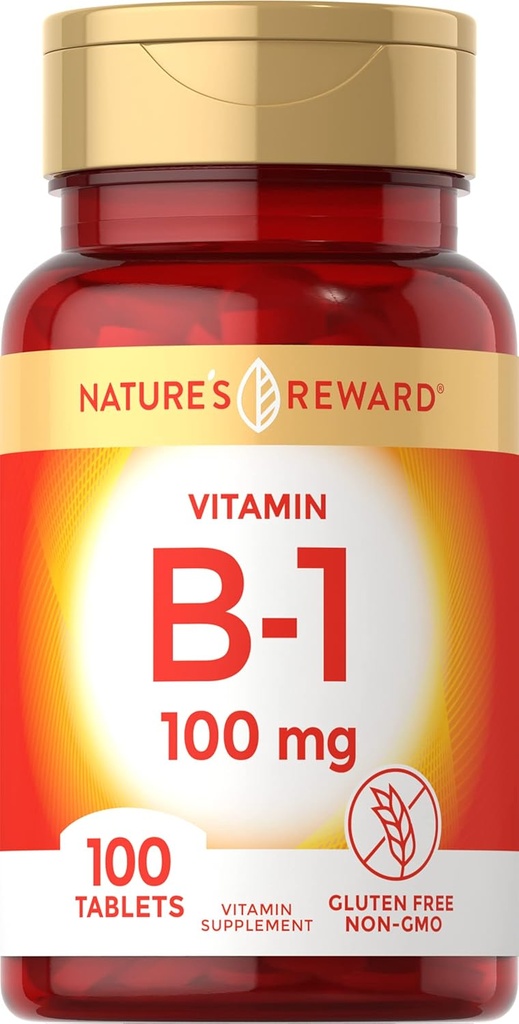 Vitamin B1 100 mg (Thiamine) - 100 greve - vegetarisk, ikke-GMO & Glutenfri Supplement - ved Naturens belønning