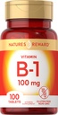 Vitamin B1 100 mg (Thiamine) - 100 greve - vegetarisk, ikke-GMO & Glutenfri Supplement - ved Naturens belønning