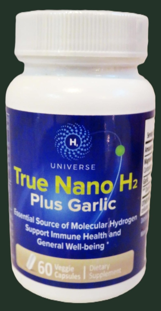 Ekte Nano H2 med hvitløk av H2 Universe | Molekylær hydrogen med aktiv hydrogennanobbler, øker energi, kraftige antioksidant | 60 kapsler