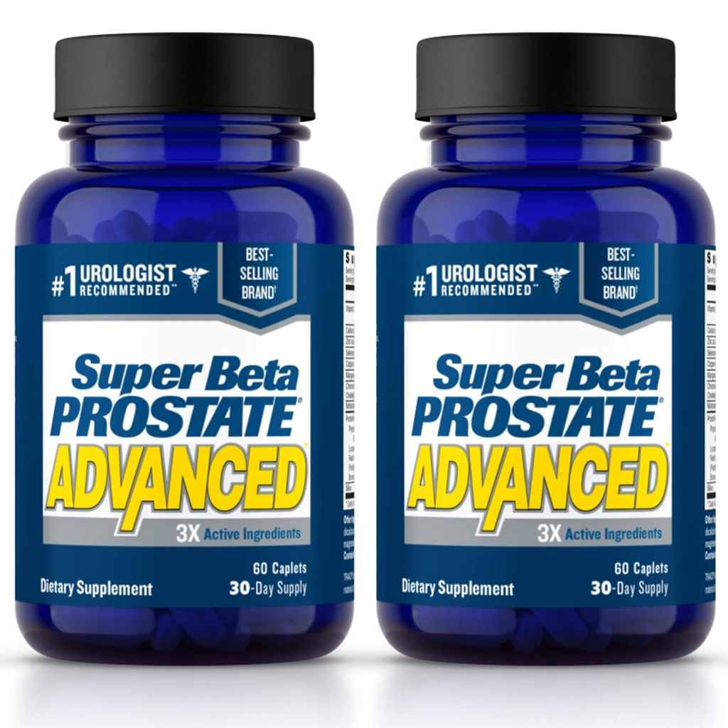 SUPER BETA PROSTATE Advanced - Fremme søvn, støtte blender tømming. Prostata støtte Supplement for menns helse med Beta Sitosterol, ikke så Palmetto. (120 kapler, 2-pakke)